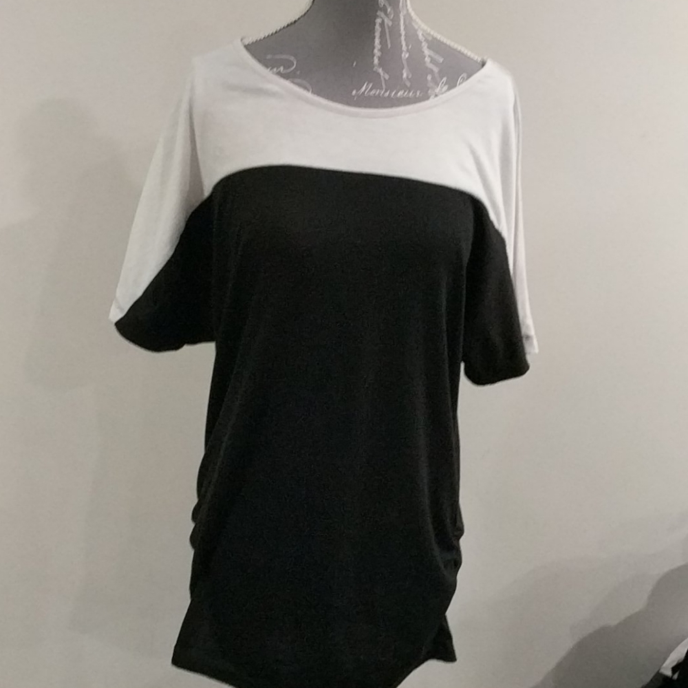 NWD Classic black and white shirt gathered sides